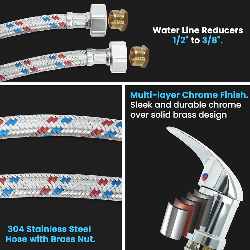 TaShow Professional Salon Shampoo Bowl Faucet for Home, Chrome Hose Replacement Set, Sprayer With Vacuum Breaker, Bath Accessories - Image 5